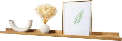 Miniatura 13 de Estantes flotantes montados en la pared, estantes de pared de 12 pulgadas para decoración y almacenamiento, estante de madera de roble macizo Natural