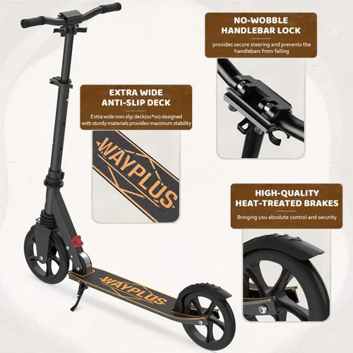 Miniatura 5 de WAYPLUS KS1 Kick Scooter para mayores de 6 años, niños, adolescentes y adultos. Carga máxima de 240 libras. Plegable, ligero, ruedas grandes de 8