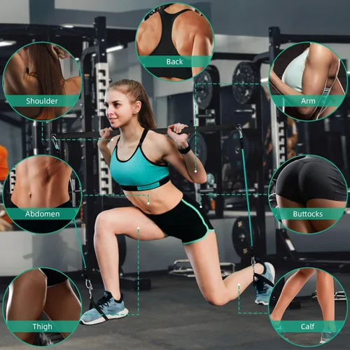 Miniatura 7 de Barra de banda de resistencia de longitud ajustable para entrenamiento, barra de pilates portátil para gimnasio en casa, barra de entrenamiento