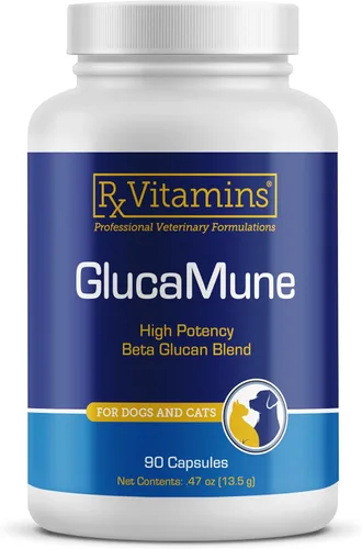 Rx Vitamins GlucaMune - Suplemento de apoyo inmunológico con beta glucano para perros y gatos - Fortalece las defensas naturales para la salud