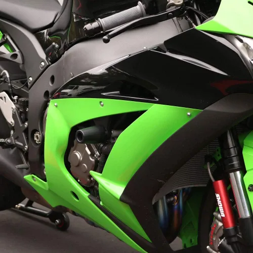 Miniatura 2 de Shogun Kawasaki ZX10 ZX10R ZX10RR 2016 2017 2018 2019 2020 2021 2022 2023 Negro Deslizadores de marco sin corte para modelos ABS y no ABS – 750-4959