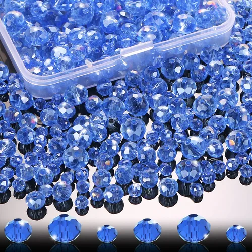 Miniatura 13 de 560 cuentas de cristal facetadas Rondelle, en caja, cuentas espaciadoras para manualidades de bricolaje, 0.236/0.315 pulgadas (colorido)