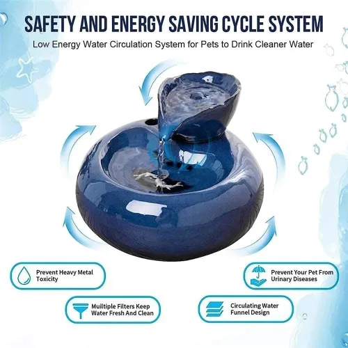 Miniatura 4 de REAGAR Fuente de agua de cerámica para gatos, dispensador automático de bebidas para mascotas, súper silencioso, para gatos, gatitos, perros, Negro