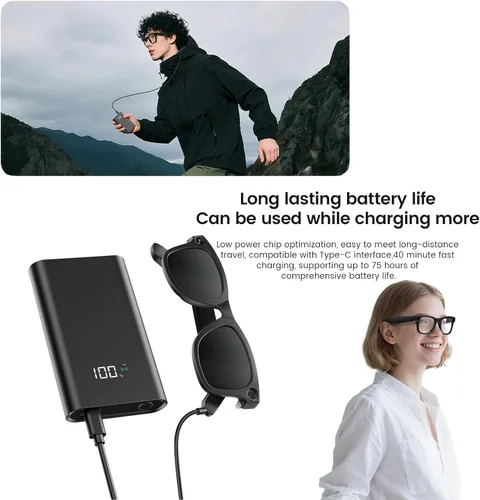 Miniatura 6 de Lentes inteligentes AI con cámara, grabación de video 1080P, traducción en tiempo real AI, audio Bluetooth de oído abierto, asistente de voz
