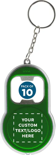 Miniatura 12 de DISCOUNT PROMOS Abrebotellas personalizado y llaveros LED, juego de 10/50/100, paquete personalizado a granel, perfecto para ferias, recuerdos