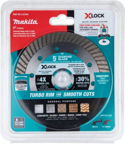 Miniatura 7 de Makita E-07244 X-Lock 5" Turbo Rim Diamond Blade para corte de mampostería