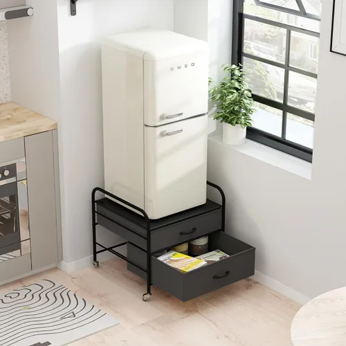 Miniatura 2 de WAYTRIM Mini soporte para refrigerador con almacenamiento, soporte para refrigerador de cocina, soporte organizador de refrigerador para Negro