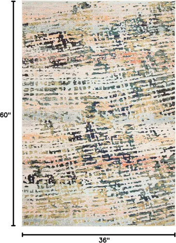 Miniatura 2 de SAFAVIEH Madison Collection - Alfombra decorativa de 3 x 5 pies, color beige y azul marino, diseño abstracto moderno, no desprende pelusa y de fácil