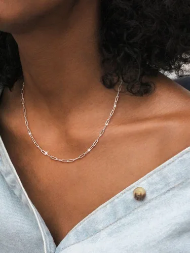 Miniatura 3 de MBW Collar de cadena de clip de plata para mujer, delicado collar de gargantilla de plata de ley para mujer, collar de eslabones simples, largos