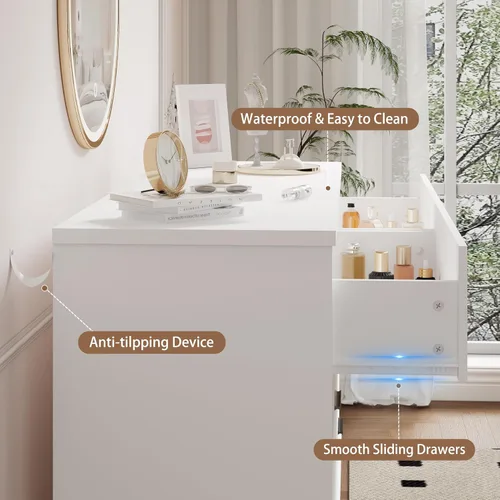 Miniatura 5 de Xixini Cómoda para dormitorio, cómoda moderna de 6 cajones con base resistente en forma de X, organizador de almacenamiento de ropa doble de madera