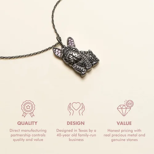 Miniatura 3 de SCAMPER & CO Collar con colgante de raza de perro para mujeres y niñas, dije de cachorro de piedra preciosa auténtica y circonita cúbica, regalo