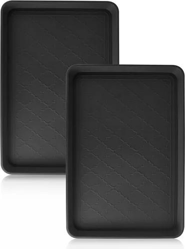 Miniatura 9 de Bandeja de botas para entrada en interiores, bandeja resistente para zapatos, 2 paquetes, 16.7 x 12.8 pulgadas, bandejas impermeables para zapatos