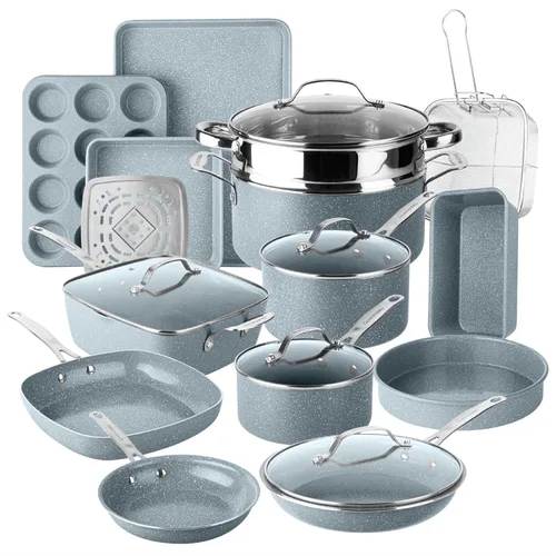 Granitestone Ceraluxe - Juego de 20 utensilios de cocina de cerámica antiadherentes, juego completo de ollas y sartenes antiadherentes con juego de