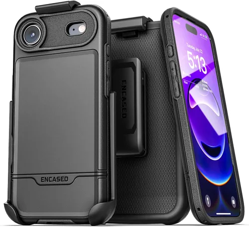 Miniatura 24 de ENCASED Funda para cinturón con clip para iPhone 11 (2019 Rebel Armor) Funda protectora resistente de cuerpo completo con soporte (Negro)