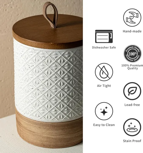 Miniatura 5 de Miamolo Botes de cerámica para café Contenedores de cocina para almacenamiento de alimentos para especias, azúcar, bolsas de té, botes apilables