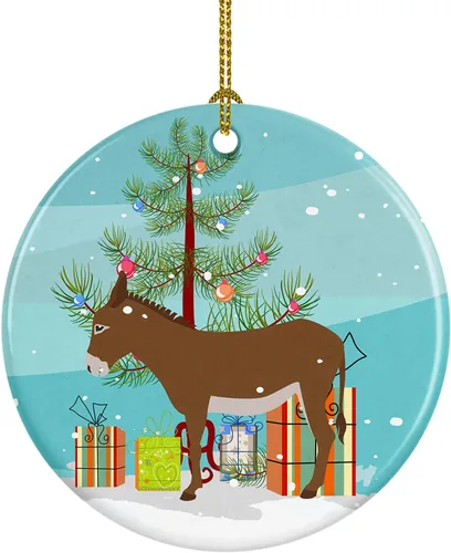 Miniatura 16 de Caroline's Treasures Adorno de cerámica de Navidad pintado o de codorniz chino, decoración colgante de árbol de Navidad verde azulado para el hogar