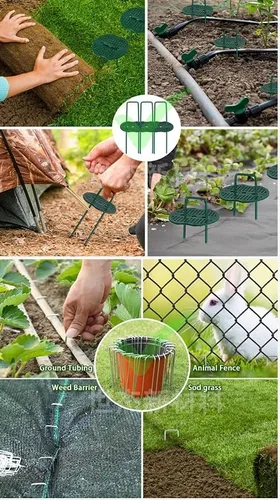 Miniatura 7 de Estacas galvanizadas de promoción para paisaje, resistentes, grapas de tierra para barrera de malezas, riego, cercas, lona, grapas de jardín