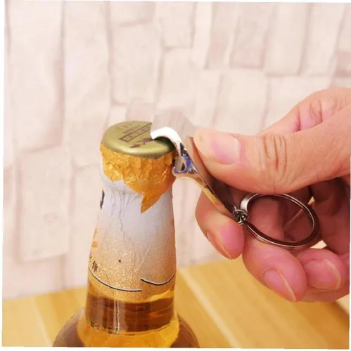 Miniatura 2 de Mini llavero plateado abrebotellas llavero abrebotellas metal llavero tapón cerveza sacacorchos