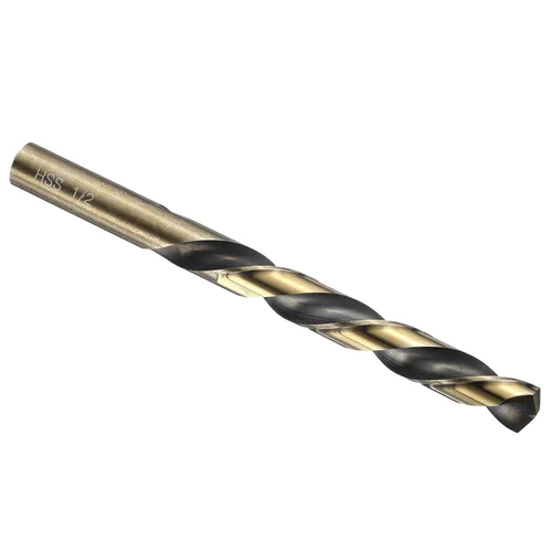 Broca helicoidal – [1/2"] Nitruro de titanio M35 de alta velocidad acero cobalto vástago redondo Jobber Brocas de oro oscuro para uso de metal,