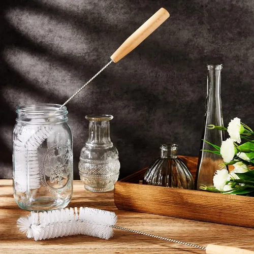 Miniatura 7 de Cepillo de limpieza Carboy de nailon de 13 pulgadas de largo con mango de madera, kit de limpieza de botellas de leche para barriles de vidrio de 1