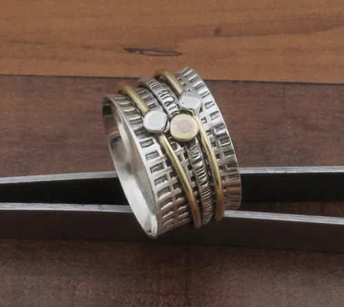 Miniatura 87 de Boho Spinner Ring, Mothers Day Gift, Silver 925 Women Ring, Sterling Silver 925 Ring, Fidget Spinner Ring,Women Silver Anxiety Ring