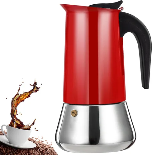 Miniatura 13 de olla de 6 tazas para preparar espresso en la estufa, cafetera moka de acero inoxidable, percolador para estufa, cafetera italiana, capaz de preparar