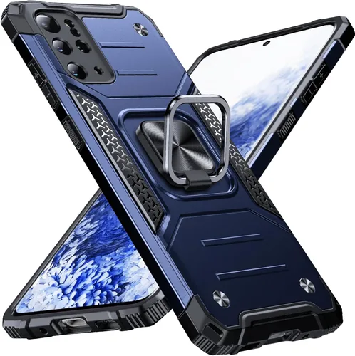 Miniatura 43 de Anqrp Funda para Galaxy S22 Ultra, Funda Protectora de Teléfono de Grado Militar con Soporte Plegable de Anillo de Metal Giratorio