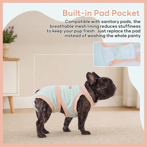 Miniatura 4 de PUMYPOREITY Pantalones de bulldog francés para perro, hechos para cuerpo corto y pecho ancho, solución reutilizable lavable para marcado, Azul