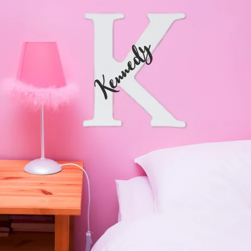 Miniatura 6 de Letras de madera para colgar en la pared de 15 pulgadas B Times New Roman Font, decoración de madera DIY Shape Letter, encantador cuarto de bebé sin