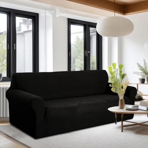 Miniatura 2 de U-NICE HOME Funda elástica para sofá, protector de muebles para sofá de 4 cojines, apta para mascotas (sofá de gran tamaño, negro)