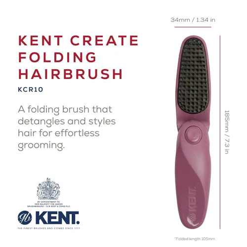 Miniatura 2 de Kent KCR10 Create - Cepillo de pelo plegable para peinar cabello corto, cepillo de viaje para hombres y mujeres, antiestático, estimulante del cuero