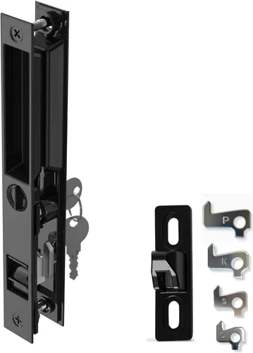 Juego de manijas para puerta de vidrio deslizante, 6-5/8", negro - Reemplazo de manija de puerta de patio Gruesa para ambas puertas correderas,