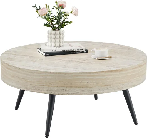 Miniatura 14 de Mesa de centro rectangular rústica de 47.24 pulgadas MDF con patas de metal para sala de estar, comedor, dormitorio, oficina A-rectángulo-marrón