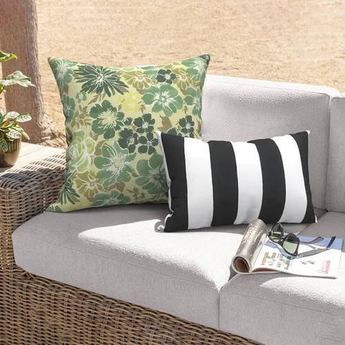Miniatura 56 de Juego de 2 almohadas para exteriores de 16 x 16 pulgadas, repelentes al agua con interiores, para muebles de patio, hogar, jardín, geometría bohemia