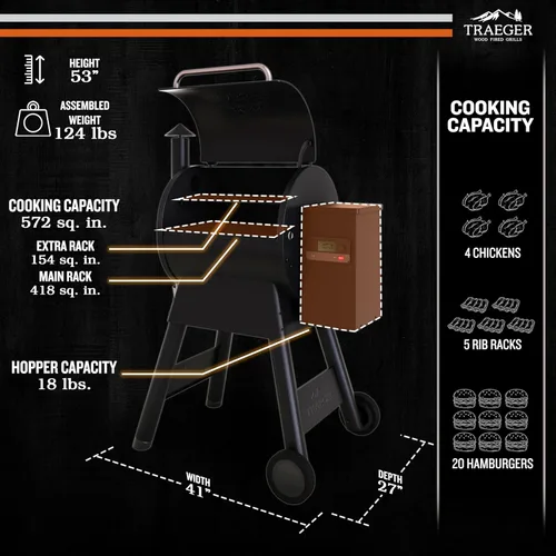 Miniatura 2 de Traeger Grills Pro 575 - Parrilla de pellets de madera y ahumador con Wifi, habilitado para aplicaciones, color negro