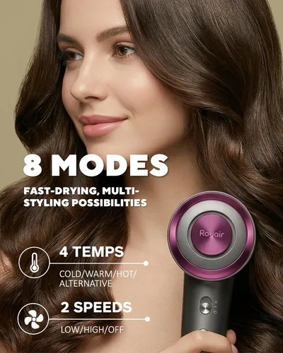 Miniatura 7 de Secador de pelo 2 en 1 y cápsula de esencia de fragancia, 110,000 rpm, secador iónico de alta velocidad de 1200 W con motor sin escobillas, control