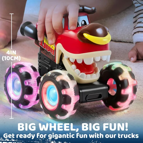 Miniatura 5 de JOYIN Paquete de 3 camiones monstruos de juguete - Coches iluminados activados por movimiento para niños pequeños - Ruedas LED Monster Glow Rover