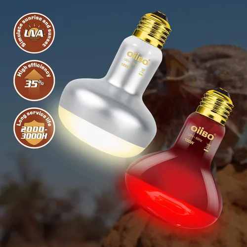 Miniatura 4 de Paquete combinado de lámpara de calor para reptiles, lámpara de reptil doble con lámpara de calor de reptiles UVA de 100 W y reptiles infrarrojos