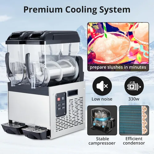 Miniatura 4 de Acekool Máquina comercial de margarita, batido de margarita congelada de 24L/6.4 galones, autolimpiante, máquina de granizado de acero inoxidable