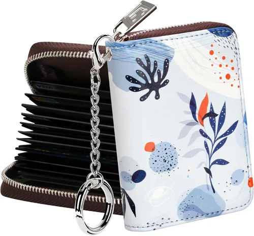 Miniatura 25 de FurArt Cartera con Cremallera para Mujeres, Cartera con Bloqueo RFID para Tarjetas de Crédito, Portador de Tarjetas de Presentación, Cartera Llavero