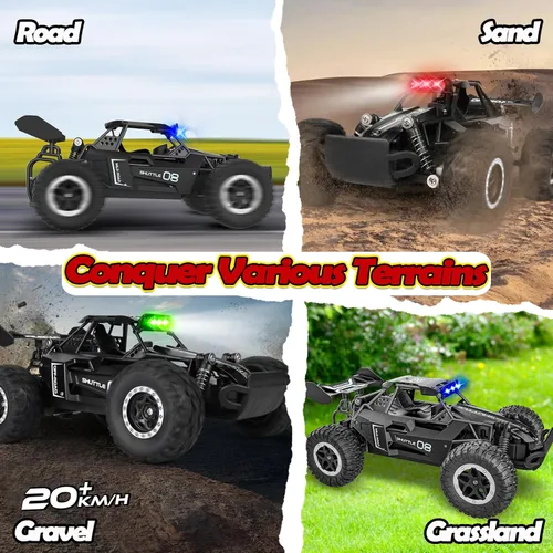Miniatura 7 de Auto de control remoto para niños de 3, 4, 5, 6, 7+, coches RC de 20 KM/H de alta velocidad con luces LED, 2.4 GHz 2WD Monster Truck juguetes, auto