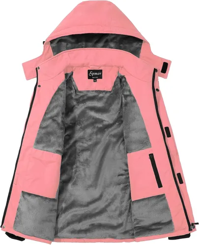 Miniatura 2 de Spmor - Chaqueta de esquí impermeable para mujer, para montaña, lluvia, abrigo de invierno, a prueba de viento, con capucha