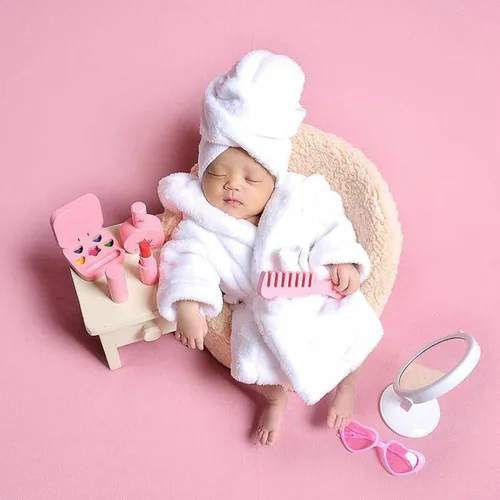 Miniatura 8 de M&G House Accesorios de fotografía para recién nacidos, trajes de baño, accesorios para sesión de fotos de bebé, bata de bebé niña, traje de foto 02