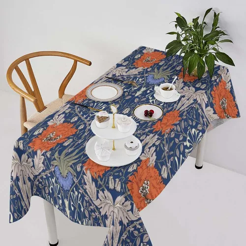 Miniatura 26 de Mantel de Mesa William Morris, Diseño Original William Morris Rústico de Granja Familiar con Estampado Étnico Mínimo para Decoración de Fiesta