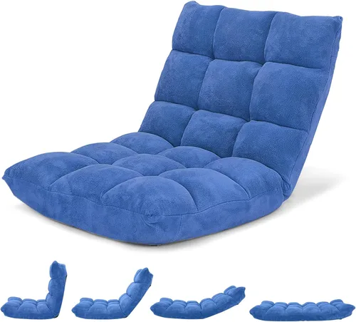 Miniatura 28 de Giantex Silla de suelo con soporte de espalda, 14 posiciones ajustables, cama plegable acolchada, sofá reclinable, sillas de suelo plegables