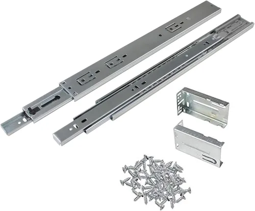 Miniatura 19 de Gobrico Diapositivas de cajón de rodamiento de bolas de cierre suave de 18 pulgadas con soportes, montaje lateral, extensión completa, correderas