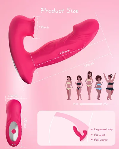 Miniatura 5 de Juguete Vibrador Rosa para Mujer, Estimulador Consolador de Succión con 9 Modos de Vibradores de Succión, Control Remoto, Estimulación del Punto G