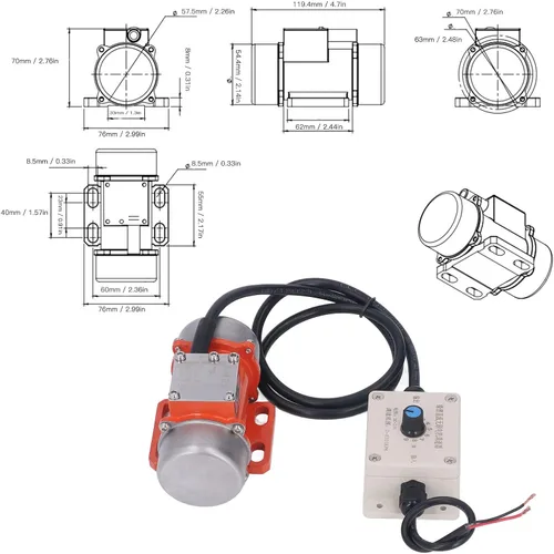 Miniatura 2 de Motor vibrador de hormigón, 30W 4000RPM DC Motor eléctrico de vibración de hormigón sin escobillas, con controlador de velocidad, para mesa