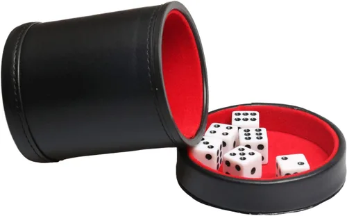 Miniatura 8 de Taza de dados de piel sintética con forro de terciopelo morado con tapa, incluye 6 dados translúcidos morados para mentirosos dados Farkle Yahtzee