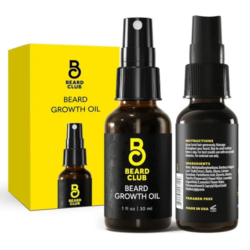 The Beard Club Spray de vitamina de biotina para el crecimiento del vello facial, fórmula natural para una barba más completa y gruesa, fácil de